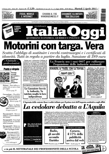 Italia oggi : quotidiano di economia finanza e politica